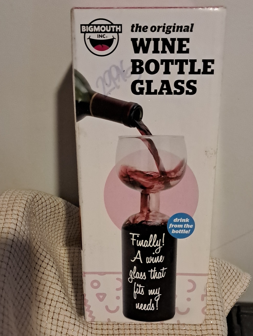 BigMouth Pink Wine Bottle Glass - Drink From the Bottle